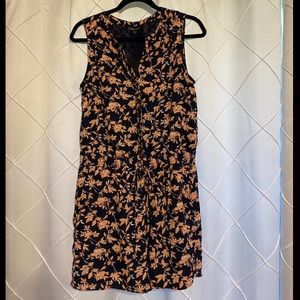 Navy with Orange Floral Romper